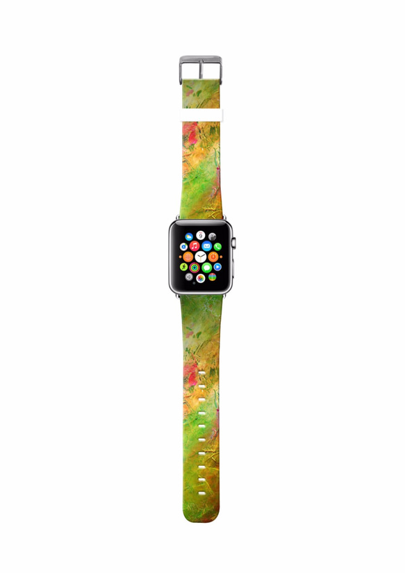 § AppleWatch 38mm / 42mm 真皮手錶帶 蘋果錶帶 §  綠色油彩 第2張的照片