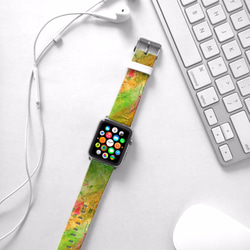 § AppleWatch 38mm / 42mm 真皮手錶帶 蘋果錶帶 §  綠色油彩 第3張的照片