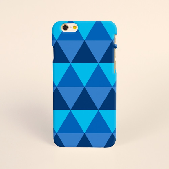 【iPhone 電話殼 Samsung Galaxy 手機殼 磨砂硬殼】藍三角 第1張的照片