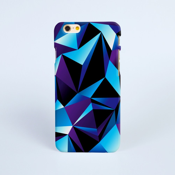 【iPhone 電話殼 Samsung Galaxy 手機殼 磨砂硬殼】藍色幾何圖案 16 第1張的照片
