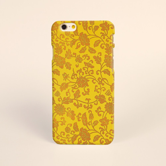 【iPhone 電話殼 Samsung Galaxy 手機殼 磨砂硬殼】黃金花樣圖案 第1張的照片