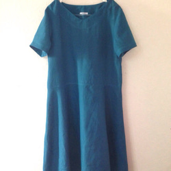 リネンワンピース#2 ピーコックブルーの春色ドレス ナチュラル シンプル リネン 3枚目の画像