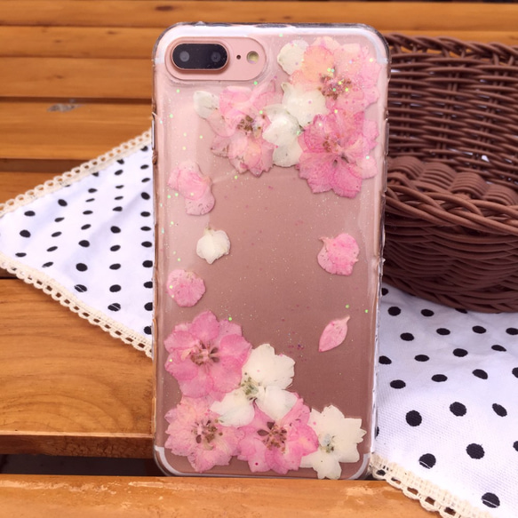 iPhone 7 手機殼 Dry Pressed Flowers Case 押花 乾燥花 粉紅壓花 001 第3張的照片