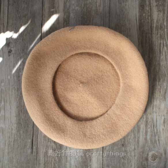 小鳥刺繡貝蕾帽 淺駝#Light Camel【可改帽色】90%羊毛 貝雷帽/畫家帽/帽子/Beret 第3張的照片