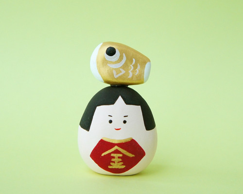 こいのぼり 置物 粘土人形 受注制作】粘土人形＊金太郎 with 鯉のぼりA 五月人形・こいのぼり