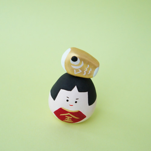 受注制作】粘土人形＊金太郎 with 鯉のぼりA 五月人形・こいのぼり