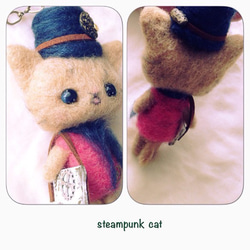 steampunk cute cat  バッグチャーム 2枚目の画像
