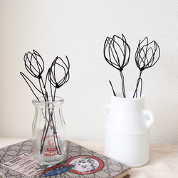 七宝　花絵　チューリップ　オブジェ　置物　インテリア　工芸品　美術品　A1705 枯れないお花】チューリップ 4輪｜ワイヤーアート オブジェ 置物