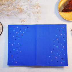 手作書衣筆記本【路邊野餐】寶藍帆布款(大本=A5) 第2張的照片