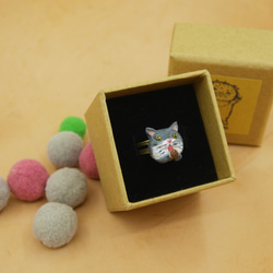 Qmodehandmade灰白口罩貓 戒指 聖誕節 交換禮物 朋友 唯一一個 免費禮盒 可調 第7張的照片