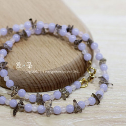 §魚 朵§ 藍玉髓+粉晶+煙晶手鍊(Blue Chalcedony+Rose Quartz+Smoky Quartz) 第1張的照片