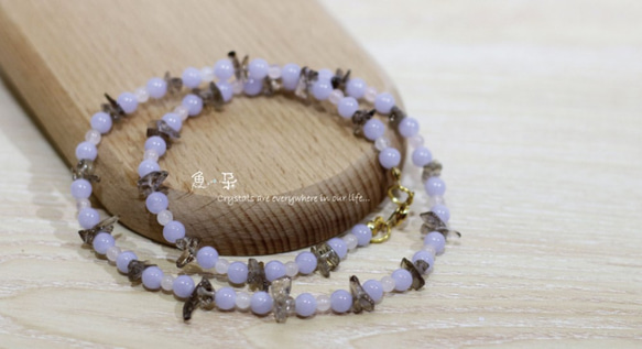 §魚 朵§ 藍玉髓+粉晶+煙晶手鍊(Blue Chalcedony+Rose Quartz+Smoky Quartz) 第1張的照片