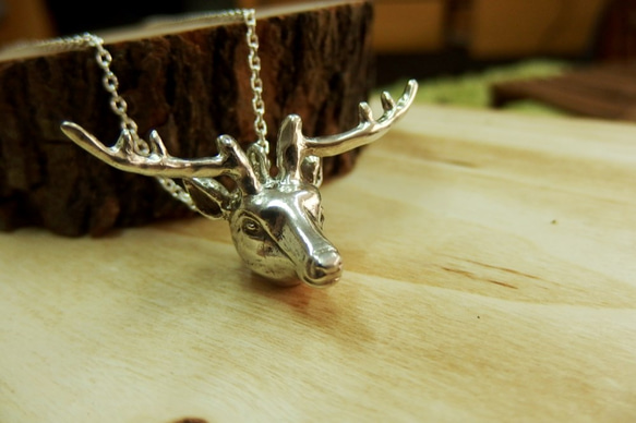 aLittletrip 森林鹿手工訂製925純銀項鍊項鏈 麋鹿 鹿頭 Deer Silver Necklace 第5張的照片