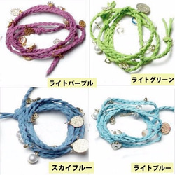 ブレスレット ゴールド＆パール＆コード One Big Pearl Cord Bracelet 3枚目の画像