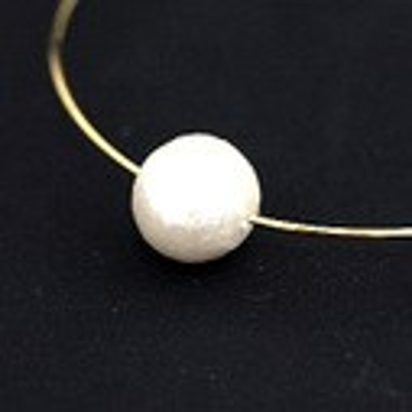 オリジナル★フープピアス ゴールド＆コットンパール Hoop with Big Cotton Pearl 2枚目の画像