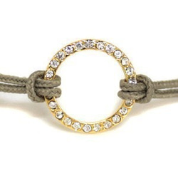 オリジナル★ブレスレット ゴールド＆スワロフスキー＆コード Paved Ring with Cord Bracelet 3枚目の画像