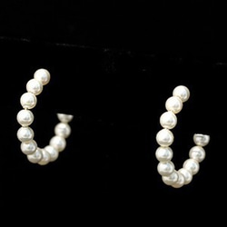 【14kgf】フープピアス ゴールド＆パール　Many Pearl Hoop 1枚目の画像