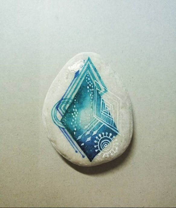 [ 想念多麼藍 ]---石頭彩繪磁鐵 第2張的照片