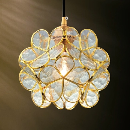 和風手作り花びらガラスシャンデリア シーリングライト・ペンダント