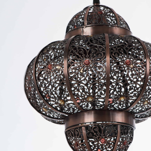 銅ブラッシュドブラックモロッコシャンデリア-BNL00008