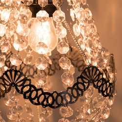 電鍍古銅鐵花邊透明壓克力珠吊燈-BNL00024 第7張的照片