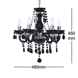 黑色古典式5燈燭光吊燈-BNL00053 第7張的照片