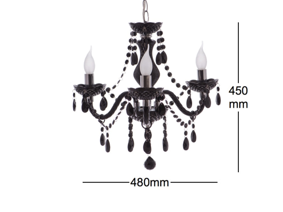 黑色古典式3燈燭光吊燈-BNL00058 第8張的照片
