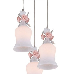陶瓷花飾玻璃單燈吊燈-LS-7091-3 第3張的照片