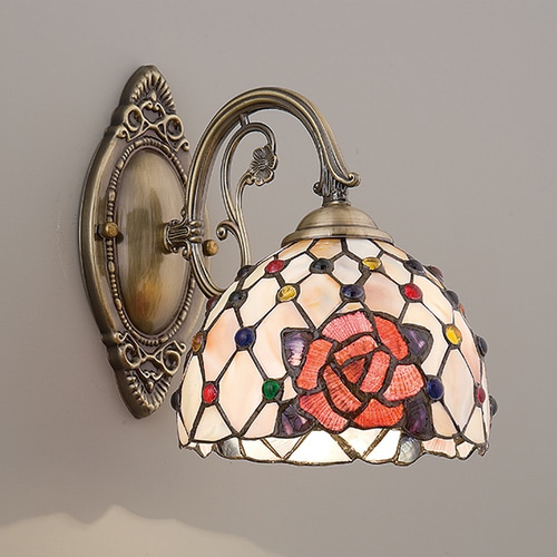 ティファニースタイルテーブルランプ電気スタンドガラスランプ バロック90