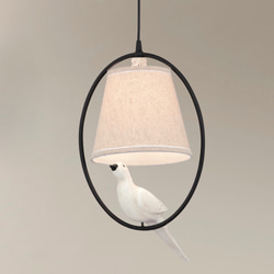 鄉村風小鳥裝飾布燈罩單燈吊燈-LS-8090-3 第1張的照片
