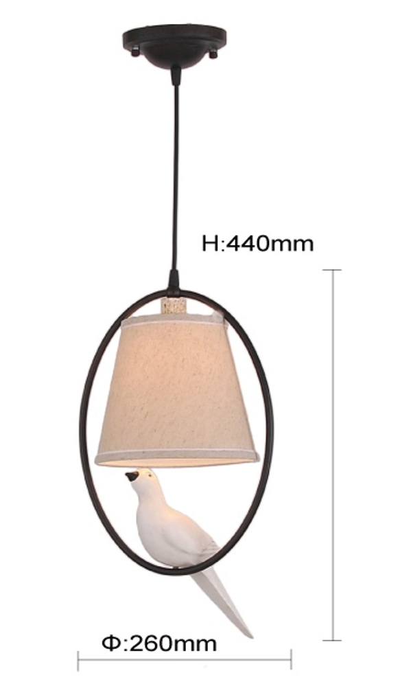 鄉村風小鳥裝飾布燈罩單燈吊燈-LS-8090-3 第4張的照片