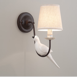 鄉村風小鳥裝飾布燈罩單燈壁燈-LS-8091-2 第1張的照片
