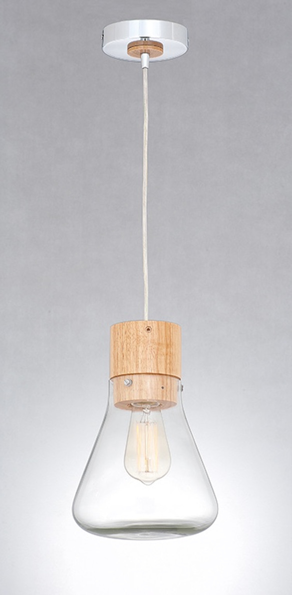 北歐風原木玻璃罩吊燈-LS-7084-3 第2張的照片