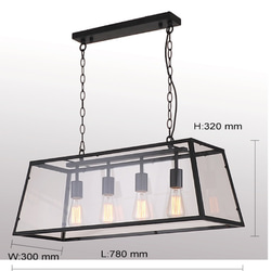 LOFT工業風透光箱型吊燈-LS-7110-1 第4張的照片