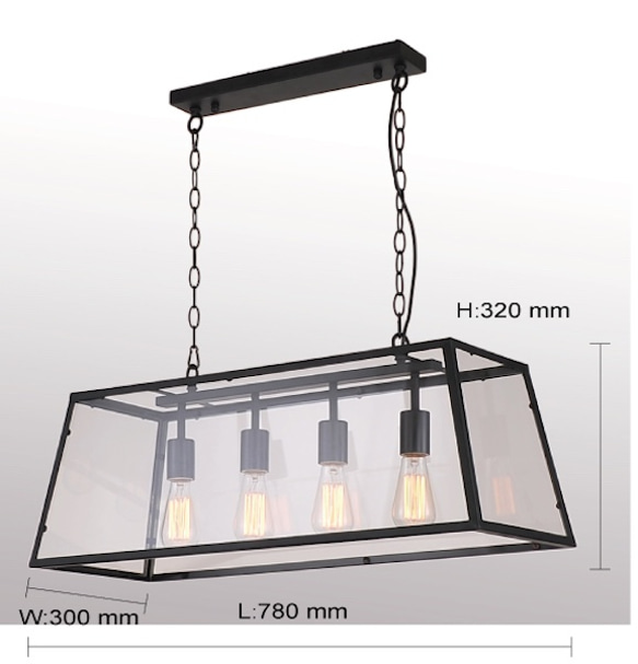 LOFT工業風透光箱型吊燈-LS-7110-1 第4張的照片