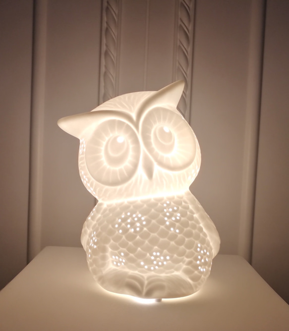 笠間焼 フクロウ型 インテリアライト