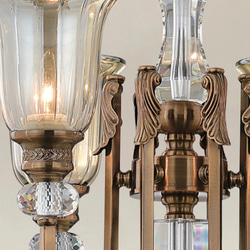 電鍍古銅彎管水晶6燈玻璃罩吊燈 第5張的照片