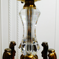 電鍍古銅彎管水晶6燈玻璃罩吊燈 第8張的照片