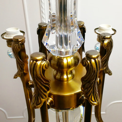 電鍍古銅彎管水晶6燈玻璃罩吊燈 第10張的照片