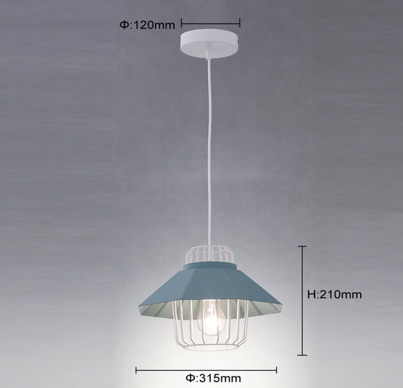 LOFT工業風淺綠藍摺痕吊燈-LS-8083-1 第5張的照片