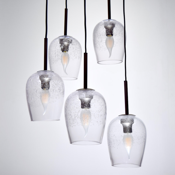 鐵灰色氣泡玻璃5燈吊燈-BNL00136 第1張的照片