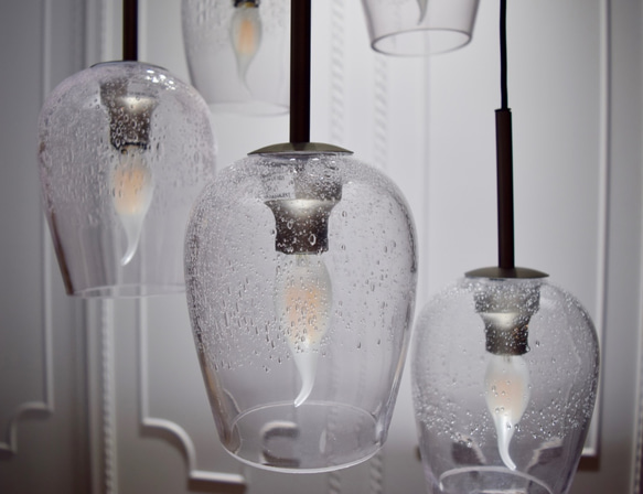 鐵灰色氣泡玻璃5燈吊燈-BNL00136 第3張的照片