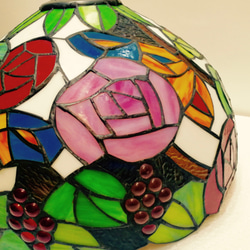 蒂芬尼玫瑰花手工彩繪玻璃桌燈 第6張的照片