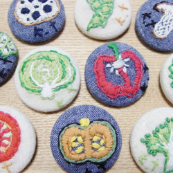手刺繍ブローチ「シイタケ」野菜シリーズ 4枚目の画像
