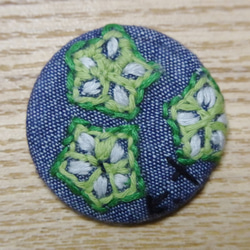 手刺繍ブローチ「オクラ」野菜シリーズ 1枚目の画像