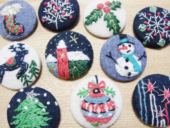 手刺繍ブローチ「モミの木」クリスマスシリーズ 4枚目の画像