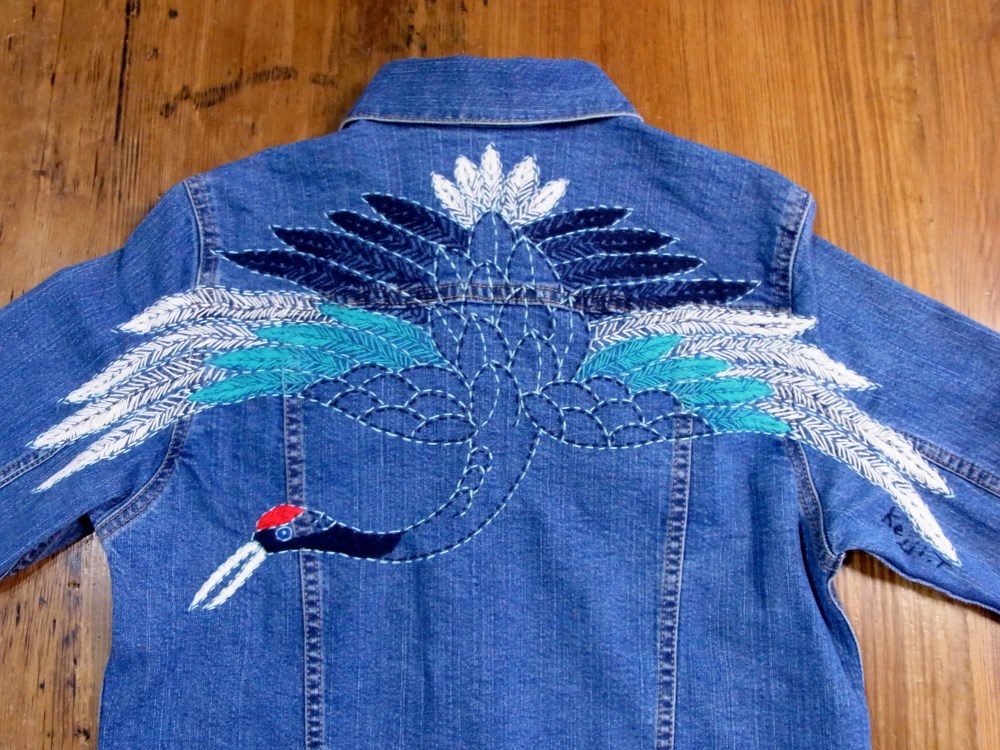 刺繍入り Tulala デニムジャケット 濃紺 ツララ