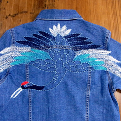 Tulala ツララ デニムジャケット 濃紺 刺繍入り USED] DENIM × お花の刺繍 JKT | garden730