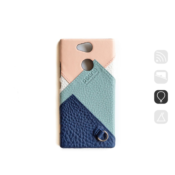 Patina 手工訂製 皮革手機殼 LC62 拼接色塊 頸掛繩 iPhone Android 適用 第1張的照片