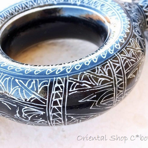 トルコ【カッパドキア】　陶器デキャンタとワイングラスセット トルコ【カッパドキア】陶器デキャンタとワイングラスセット